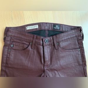 AG Adriano Goldschmied Deep Red/Maroon Waxed Jeans (24)